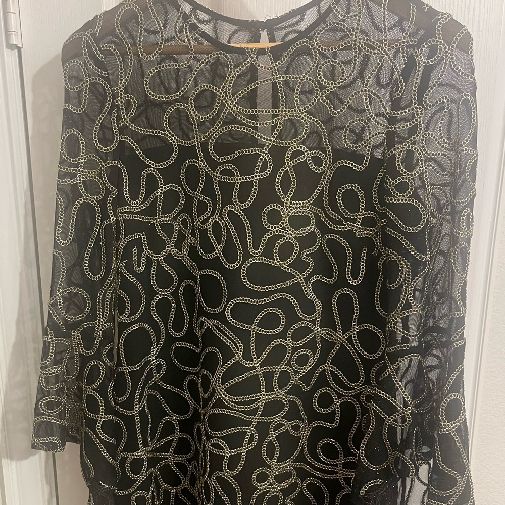 Jessica Howard Black Dress with Gold Detailing